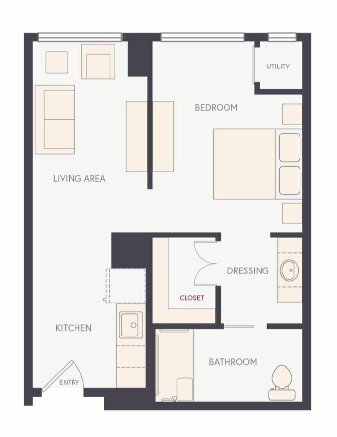 One Bedroom Suite floor plan