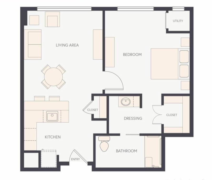 One Bedroom Plus A floor plan
